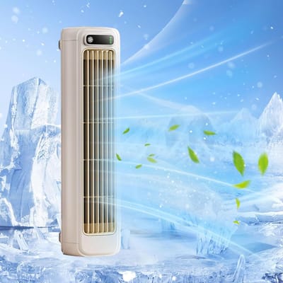 Koeler, draagbare koeler, stille ventilator met drie snelheden, Geschikt voor kantoren, keukens en slaapkamers (beige)