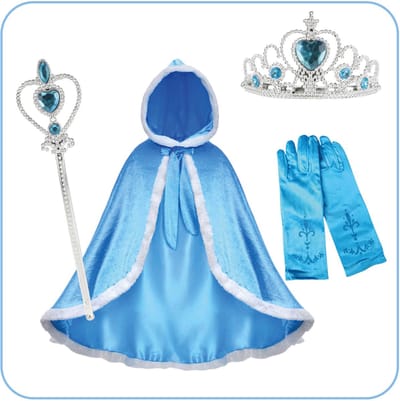 Jobber Toys Verkleedkleding Meisje - Blauwe Prinsessenmantel Set