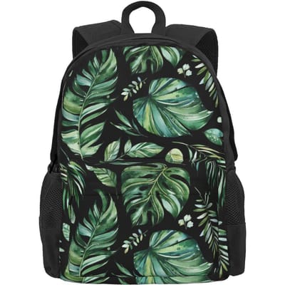 Blauw Bladprint Rugzak Abstracte Bladeren Wandelrugzakken Student Unisex Designer Grote Schooltassen Grappige Rugzak 36x32x10cm