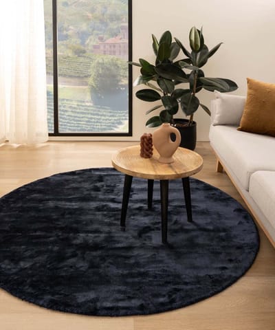 Viscose vloerkleed rond - Pearl marineblauw 140