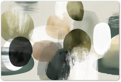 Placemats 45x30 cm - Placemat kunststof - 1 stuk - Minimalistisch - Cirkels - Penseelstreken - Beige - Borden onderleggers - Decoratie voor op tafel - Keuken tafeldecoratie accessoires - Vinyl onderlegger - Tafelversiering
