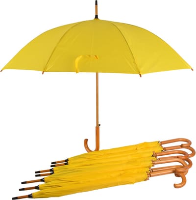 Paraplu 8 stuks - Set van 8 Gele Automatische Paraplu's | Waterdicht & Windproof | 102cm Diameter | Met Houten Handvat – Stevig Frame