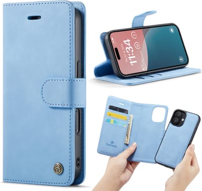 Casemania – iPhone 16 Plus – 2 in 1 – Bookcase - Licht Blauw