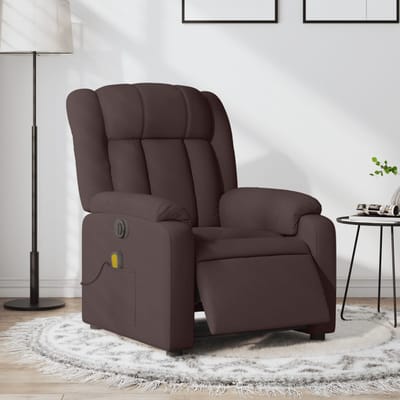 vidaXL - Massagestoel - elektrisch - verstelbaar - stof - donkerbruin