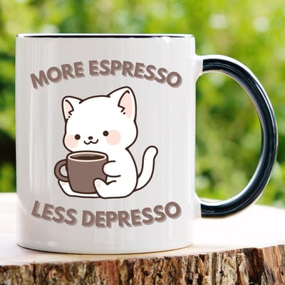 Less Despresso Mok - Kawaii - Grappige Cadeaus - Cadeautje voor vriendin - Valentijn cadeautje voor haar - Valentijnsdag - Verjaardag cadeau - Cadeau voor man - Cadeau voor vrouw - Grappige - Koffie mok