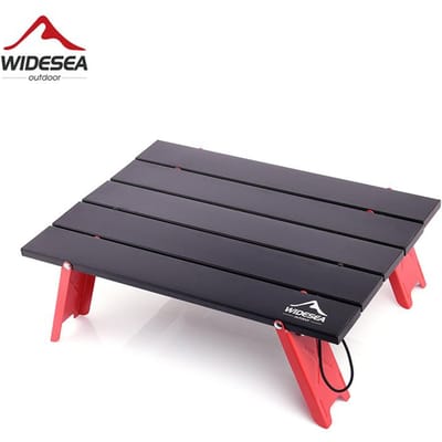 Widesea Camping Mini Draagbare Opvouwbare Tafel voor Buiten Picknick Barbecue Tours Tafelgerei Ultralicht Opvouwbare Computer Bedtafel black