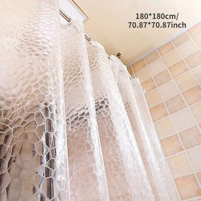 Rideau de douche de salle de bains imperméable, rideau de salle de bains Transparent avec crochets, rideau de bain épais et large 180x180cm