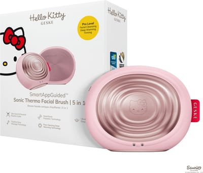 GESKE x Hello Kitty | SmartAppGuided™ Sonic Thermo Facial Brush | 5 in 1 | Huidreiniging | Reinigingsborstel met warmtefunctie | Gezichtsmassager | Elektrische borstel | Gezichtsreinigingstool