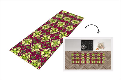 Keukenloper - Loper keuken - Patroon - Versiering - Groen - 150x50 cm - Keukenloper vinyl