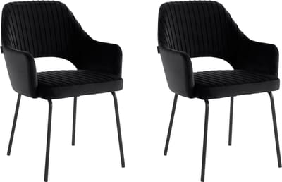 Britney-Eetkamerstoel - Set van 2 - Zwart Fluweel