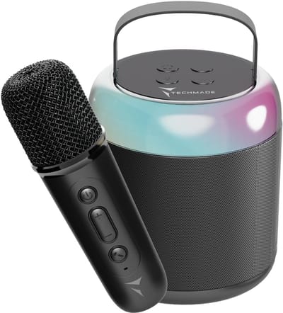 Karaoke set - Draagbare luidspreker - Muziek en zingen - Draadloze microfoon - Compleet systeem - Zwart