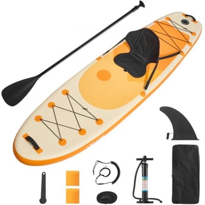 VEVOR Opblaasbaar Stand Up Paddle Board (323 x 83,8 x 15,2 cm) Paddleboard met één zitplaats, complete set inclusief pomp, peddel, vin, rugzak, enkelband, riem, voor tieners en volwassenen
