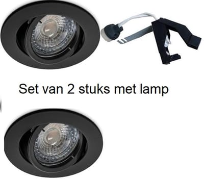 Inbouwspot GU10 Set van 2 – Philips LED 5W – 4000K Neutraal Wit – 350 Lumen – Dimbaar – Draaibaar & 30° Kantelbaar – 230V – Hoogwaardig Aluminium Zaagmaat (plafond): Ø 68 – 76 mm