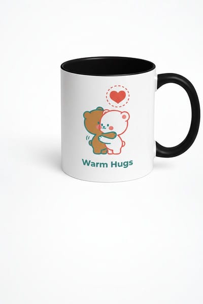 Lieve Beren Knuffel Mok - 'Warm Hugs' Design Beker | Wit met Zwart | Keramiek Cadeau