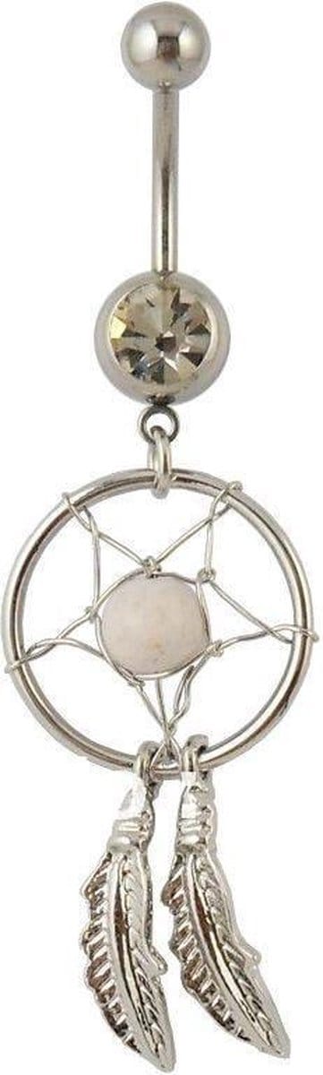 Fako Bijoux® - Navelpiercing - Dreamcatcher - Wit