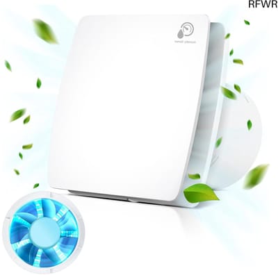 RFWR® Badkamerventilator 100 mm met Naloop en Vochtigheidssensor - 12 W, 95 m³/h, 34 dB Wandventilator