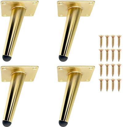 Dailygoods - Set van 4 Meubelpoten - Kantelbaar - Robuust Metaal - Goudkleurig - Verstelbaar voor Meubels - Geschikt voor Tafel, Bank, Fauteuil