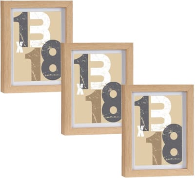 3x stuks houten fotolijst - bruin - 15 x 20 cm - fotolijstje - met passe-partout - decoratie