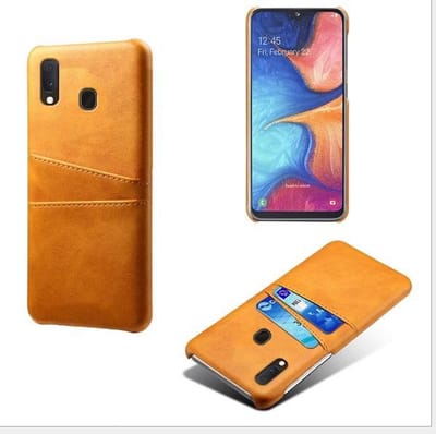 Back Cover met Opbergvakjes + PET Screenprotector  voor Galaxy A20e_ Bruin