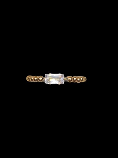goudkleurige kralen ring met zirkonia
