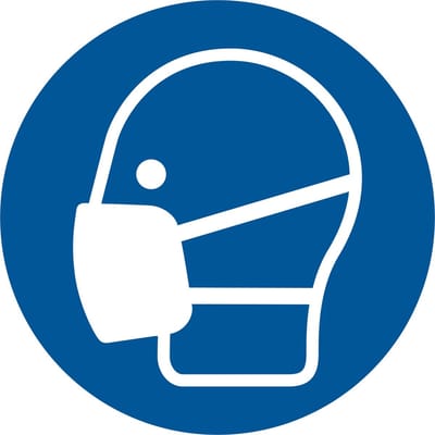 Pickup sticker Mondkapje dragen verplicht - 100 x 100 MM - wearing a face mask is mandatory - le port d'un masque facial est obligatoire - Das Tragen einer Gesichtsmaske ist obligatorisch - social distance