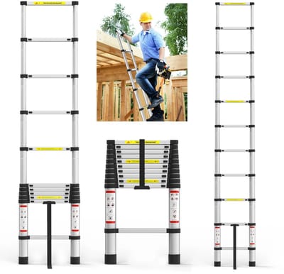 Cellista Telescopische Ladder 3,2 Meter - Uitschuifbare Ladder Aluminium - Opvouwbare Ladder - Compacte Huishoudtrap - 150kg Belastbaar - EN131 Veiligheidsnorm