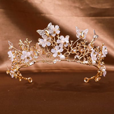 Europese Stijl Bruidskroon Hoofddeksel Handgemaakt Vlinder Strass Paardenoog Hoofdband Accessoires Bruiloft Bruids Reis Foto Haaraccessoires