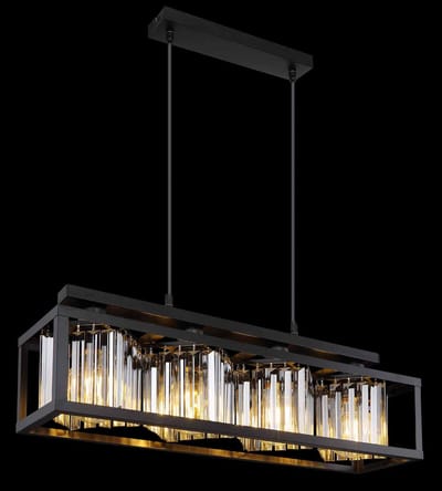 Globo - hanglamp - Mathilde - zwart - glas metaal smoke glas - grote eettafellamp - E27 - 15697-4H