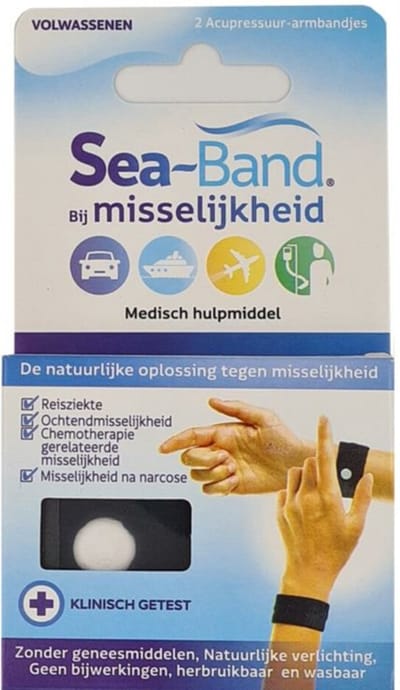 3x Sea Band Polsband bij Misselijkheid Zwart