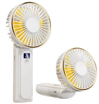 EXCITAT Handventilator - Handheld opvouwbare kleine ventilator - Draagbare Mini Ventilator - Oplaadbare ventilator - 6 standen - Wit