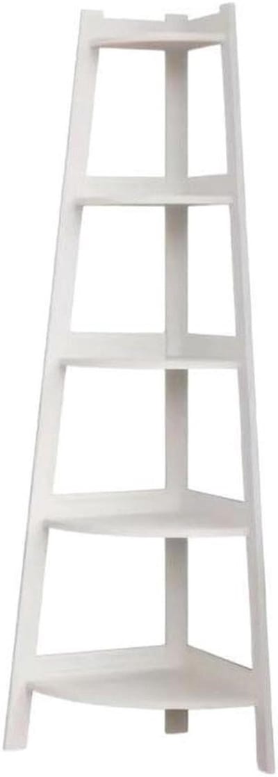 Hoekrek 5 Niveaus - Ladderrek Opbergrek - Ruimte Besparen - Industriële Look - 106 x 30 cm - Wit