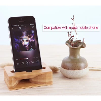 Support de téléphone portable en bambou, amplificateur de renforcement sonore physique pour iPhone iPad android jaune