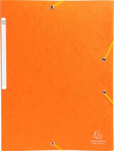 Exacompta 50x Scotten Elastomap + 3 kleppen in gewafeld glanskarton 425g/m2 - A4 - Oranje - 55758E