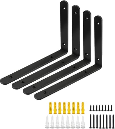 Zware Hoeksteunen voor Planken - 4 Stuks, Metalen L-vormige Steunen, Ideaal voor Wandmontage en Ondersteuning van Planken en Decoratie