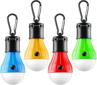4 Stuks Draagbare LED Tentlamp - Clip Haak Orkaan Noodlamp - Kampeerverlichting voor Wandelen, Rugzak, Stroomuitval - Zwart - 1 Set