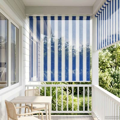 vidaXL - Buitenrolgordijn - 90% - UV-blok - Blauwe - en - Witte - Streep - 60 - x - 140 - cm