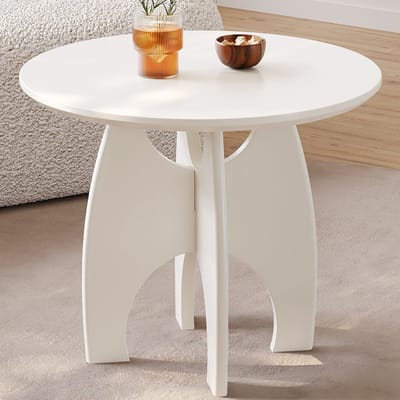 Guyii Bijzettafels 60 cm - Ronde salontafel - theetafel Witte Circular Side Tafel - Kleine Koffietafel - Bank zijtafel