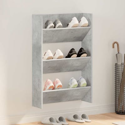 vidaXL - Wandschoenenkast - 60x18x90 - cm - spaanplaat - betongrijs
