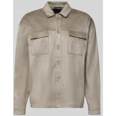 Relaxed fit overhemdjack met borstzakken en labelstitching