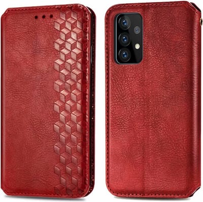 Hoesje geschikt voor Samsung Galaxy A51 - Bookcase - Pasjeshouder - Portemonnee - Diamantpatroon - Kunstleer - Rood