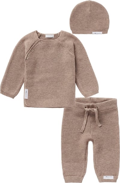 Noppies - Kledingset - 3delig - Broek Grover - Trui Pino - mutsje - Taupe - Maat 44