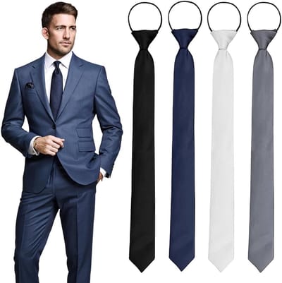 Stijlvolle Set van 4 Elastische Strikdassen voor Mannen - Verstelbare Polyester Ties voor Bruiloften en Zakelijke Evenementen