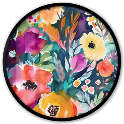 Poster in lijst Rond - Fotolijst 40x40 cm - Posters - Bloemen - Olieverf - Kunst - Natuur - Ronde posterlijst zwart - Decoratie - Wanddecoratie woonkamer - Muurdecoratie slaapkamer