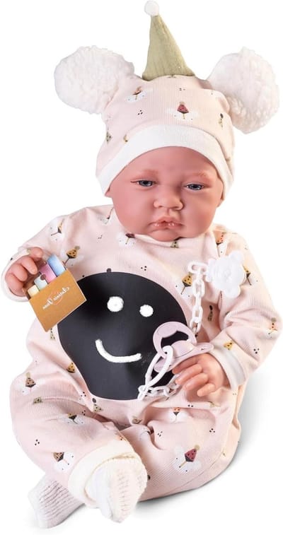 Babypop - Emotie pop - Leren spelen - Incl. emotie bord - 42 cm - Vleeskleurig
