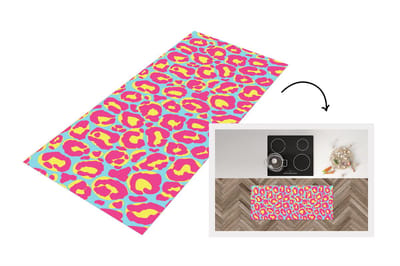 Keukenloper - Loper keuken - Panterprint - Roze - Geel - Patroon - 120x50 cm - Keukenloper vinyl