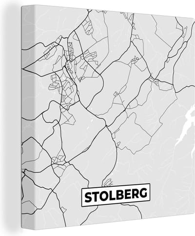 Canvas Schilderij Stadskaart - Stolberg - Kaart - Duitsland - Plattegrond - 20x20 cm - Wanddecoratie