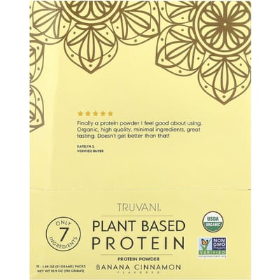 Truvani, Poudre de Protéines Végétales, Banane Cannelle, 10 sachets, 1,09 oz (31 g) chaque