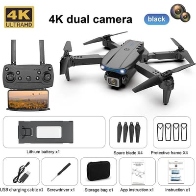 2025 NOUVEAU Drone K3 RC 4K HD Photographie Aérienne Caméra Simple/Double Wifi FPV Évitement d'Obstacles Détection de Gravité Quadcoptère Avion Pliable Quadcoptère Dual camera 1 battery noir