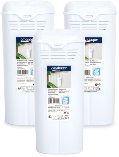 Waterverdamper radiator - 3x - wit - kunststof - 21 cm - luchtbevochtiger