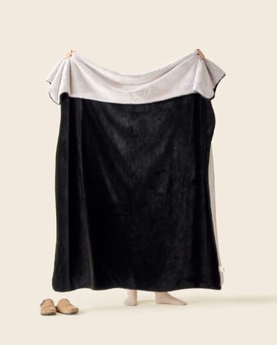 Plaids Cocooning - fleece deken - plaid - Cosy Bicolore Charbon Noir - zwart- Superzachte fleece - 200 cm x 150 cm